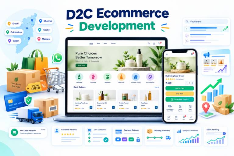 Online store website design for D2C brands in Tamil Nadu