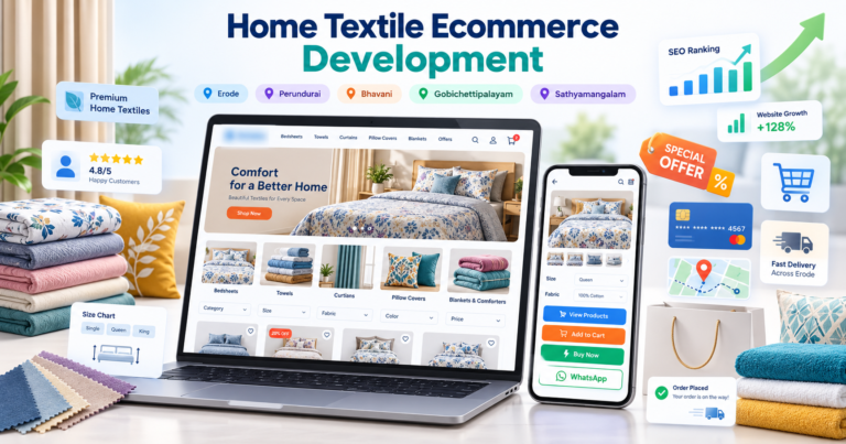 Online home textile store website design for Erode textile businesses