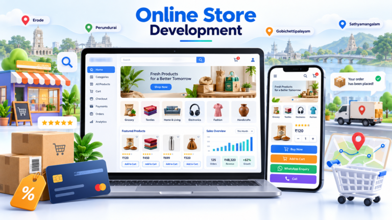 Ecommerce website development for local shops in Erode