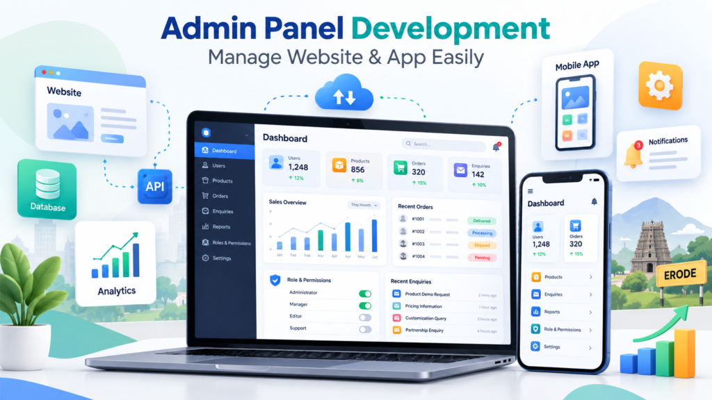 Custom admin dashboard development for Erode businesses