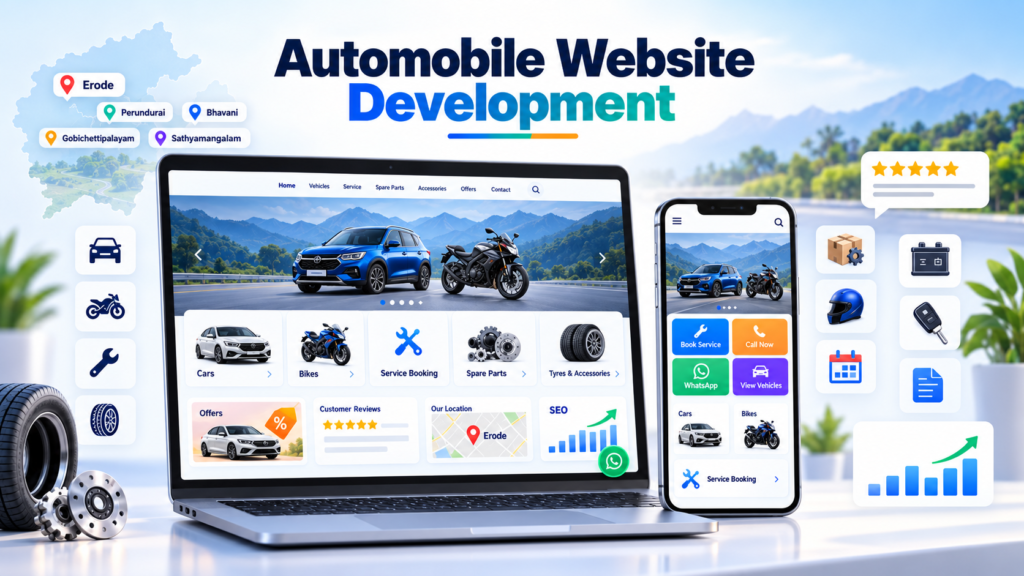 Car showroom and vehicle service website design in Erode